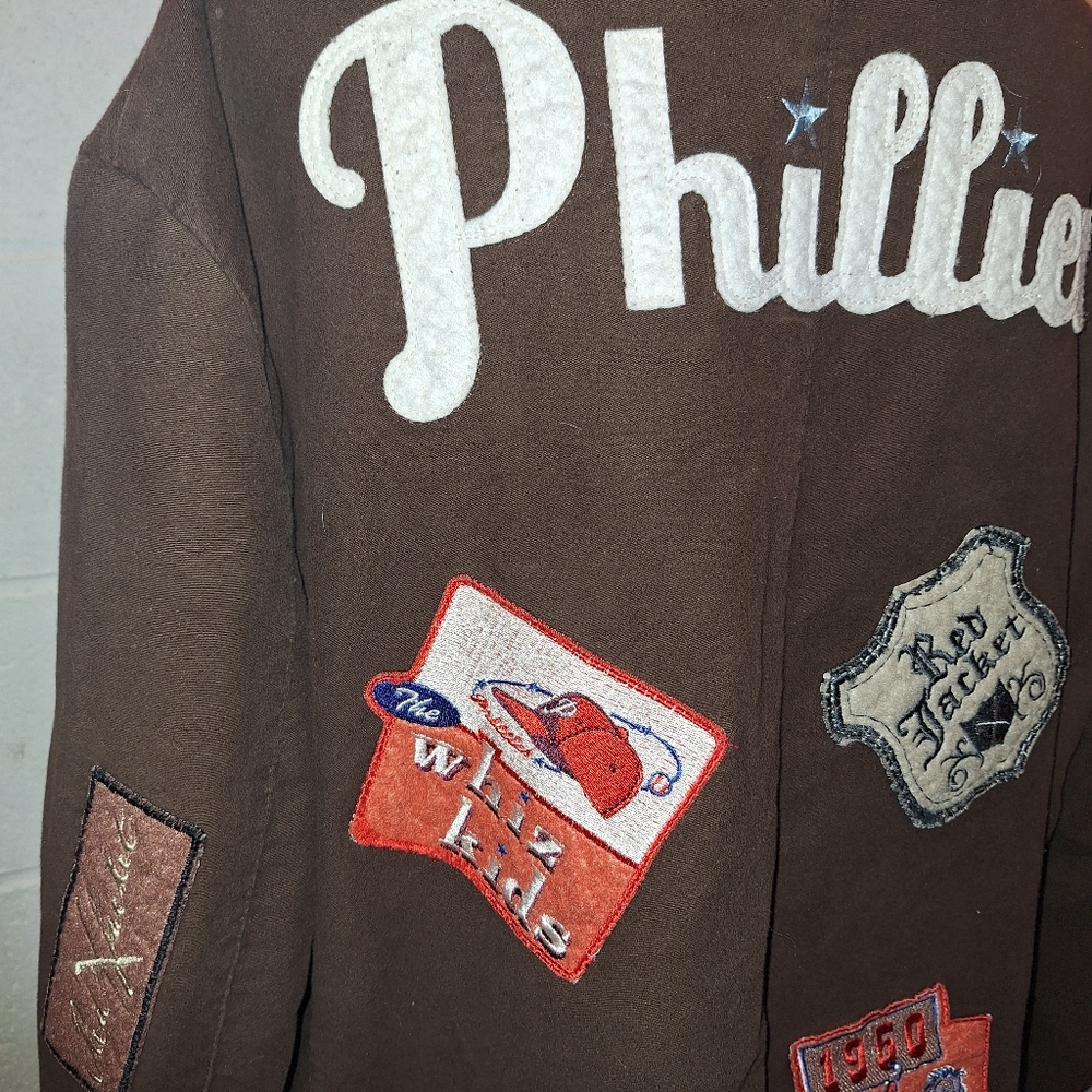 Red X Jacket Pikwakwad Philadelphia Phillies Brown Blazer Patchwork